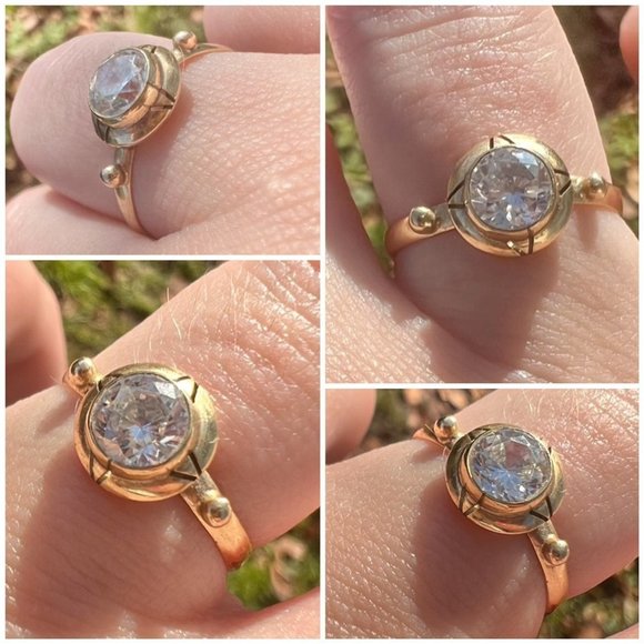 handmade Jewelry - rare! Vintage solid 10k gold white spinel ring